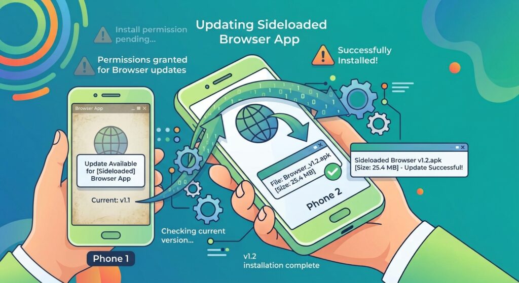 Sideloaded apps need manual updates, so check for new builds from time to time.